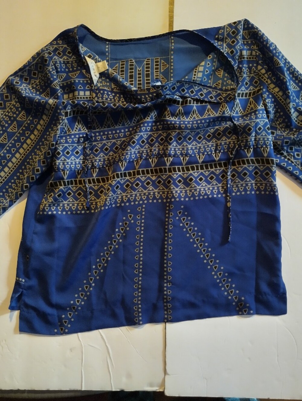 Kenar Blue Geometric Print Blouse Size Small